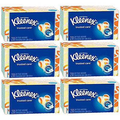 Kleenex Everyday Use, Soft Facial Tissues, Thick and Absorbent, 6 Pack of 230 2-PLY White Tissues, 1380 Total Tissues. Designs May Vary