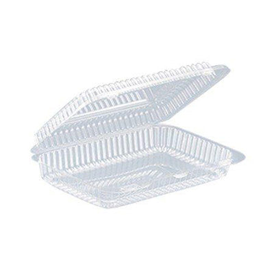 9 3/8" x 6 3/4" x 2 3/16" Clear Hinged Plastic Cookie Container - 300 per case
