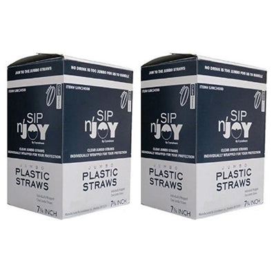 Crystalware Plastic Straws Individually Wrapped 7 3/4 Inches, Clear, 2 Boxes of 500 - Total 1000 Straws