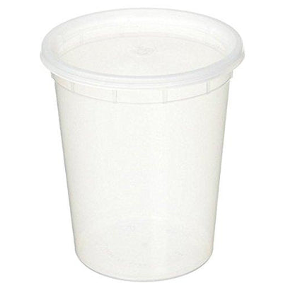 32oz plastic soup/Food container with lids (100 Pack)